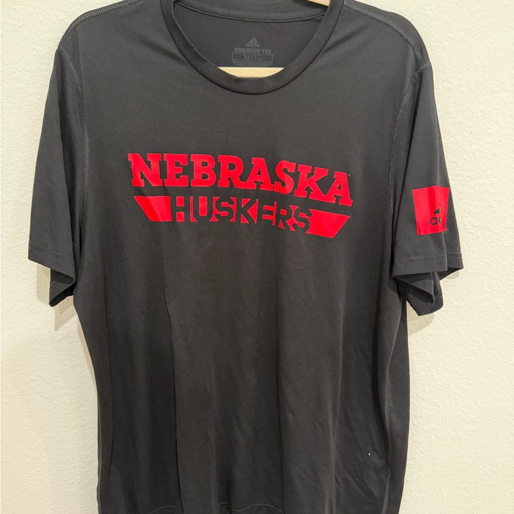 adidas Nebraska Huskers Black and Red T-Shirt